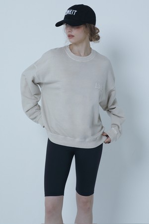 SPORTY PIGMENT OVER FIT SWEAT SHIRTS L/BEIGE