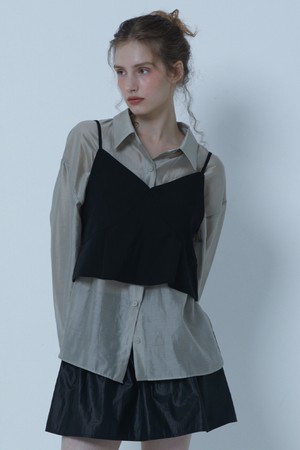 SEE THROUGH TENCEL COVER UP SHIRTS GREY