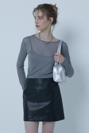 VEGAN LEATHER CUTOUT MINI SKIRT BLACK