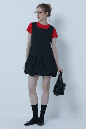 BALLOON MINI SELLEVELESS DRESS BLACK
