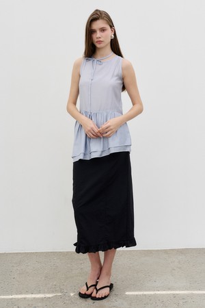 프릴 슬릿 데일리 스커트 Frill slit daily skirt black