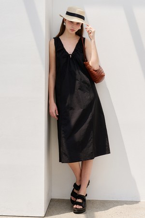 투웨이 셔링 슬리브리스 드레스 Two-way cotton sleeveless dress Black