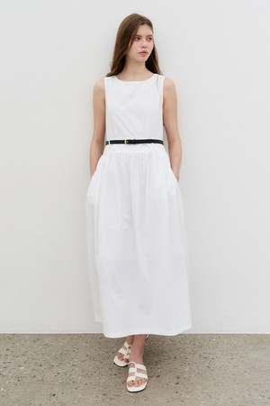 클래식 셔링포켓 맥시 드레스  Classic shirring pocket maxi dress White