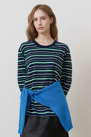 루즈핏 멀티스트라이프 티셔츠 NAVY