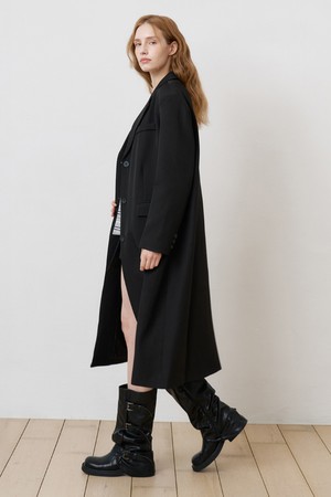 오버핏 싱글 롱자켓 BLACK