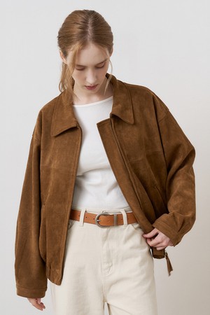 스웨이드 블루종 집업점퍼 CAMEL