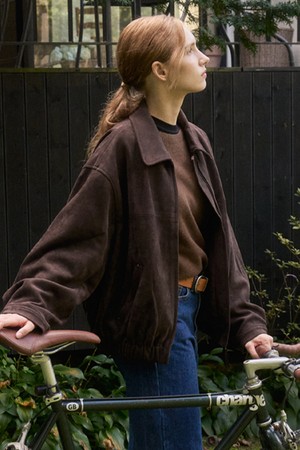 스웨이드 블루종 집업점퍼 BROWN