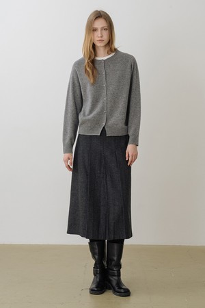 울 100 홀가먼트 루즈핏 버튼 가디건 GREY