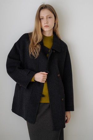 울 100 핸드메이트 하프코트 CHARCOAL