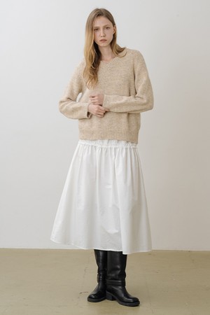 윈터 프릴 플레어 롱 스커트 WHITE