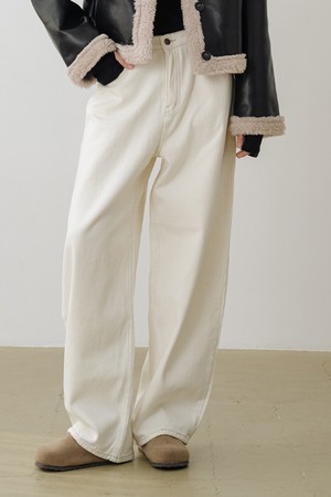 윈터 기모 와이드 커브드진 CREAM