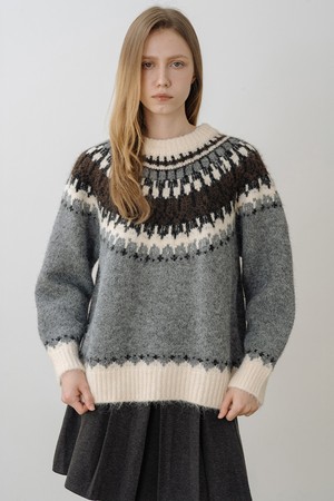 울 노르딕 헤어리 풀오버 GREY