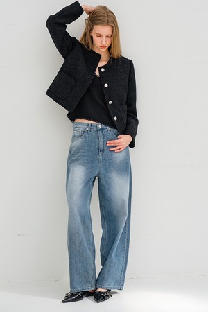 빈티지 컷아웃 커브드진 BLUE