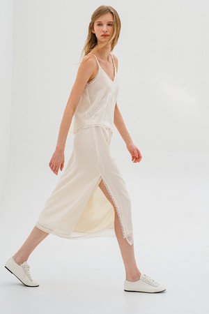 레이스 슬릿 스커트 IVORY
