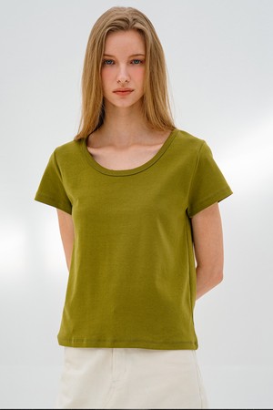 에센셜 하프슬리브 티셔츠 OLIVE