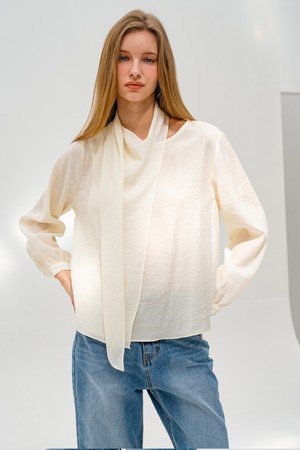 레이어드 타이 블라우스 CREAM