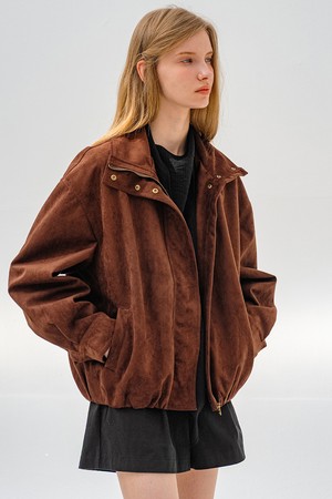 하이넥 스웨이드 루즈핏 점퍼 BROWN