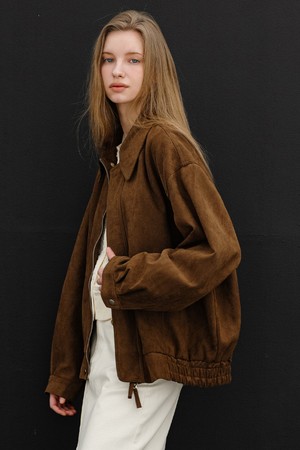 미니멀  스웨이드 블루종 점퍼 CAMEL