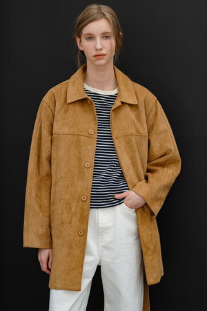 벨티드 스웨이드 하프자켓 CAMEL
