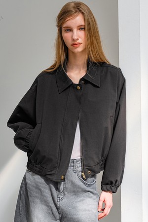 미니멀 라이트 블루종 점퍼 BLACK