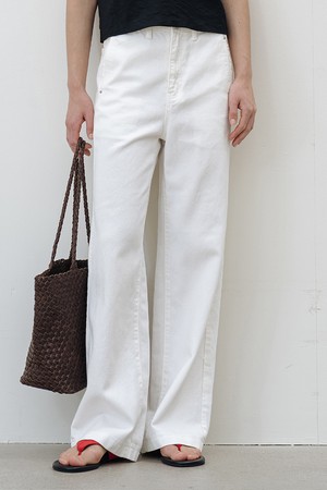 미니멀 스터드 와이드 데님 팬츠 WHITE