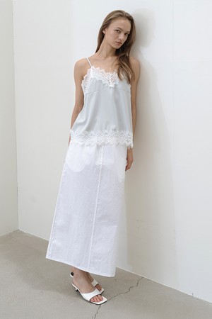 코팅  미니멀 맥시 스커트 WHITE