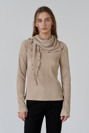 플리츠 머플러 레이어드 탑 BEIGE