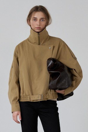 하이넥 카라 풀집업점퍼 DARK BEIGE