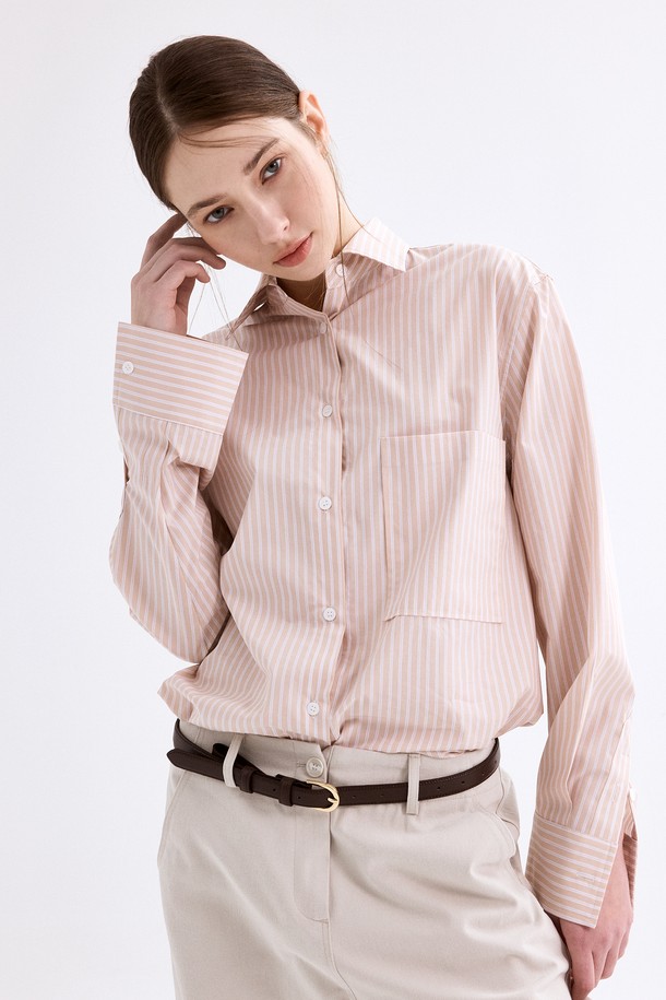 FOVERE - 셔츠 - Marge striped shirt_beige