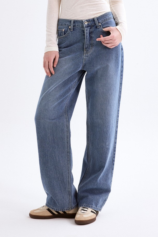 FOVERE - 롱/미디팬츠 - Urban basic denim pants blue