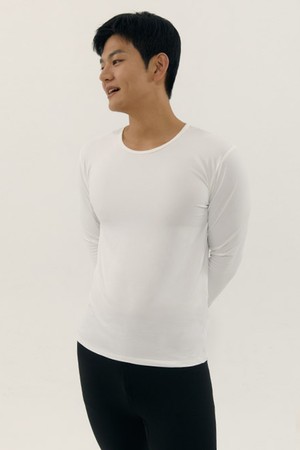 히트터치 발열내의 기모 남자내복 상의 티셔츠_WHITE-a