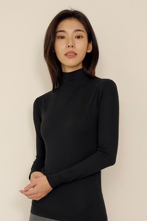 히트터치 터틀넥 반폴라 모크넥 티셔츠_BLACK-a
