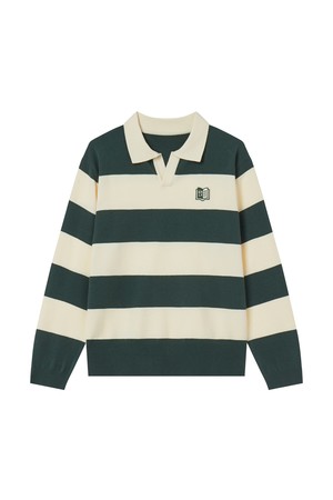 Textbook Stripe Collared Sweater Men_GREEN-a