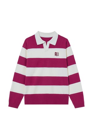 Textbook Stripe Collared Sweater Men_RED-a