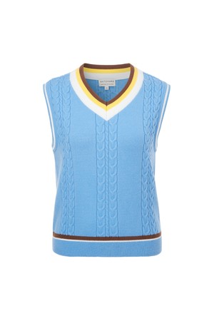 케이블 니트 베스트 여성_BLUE-a
