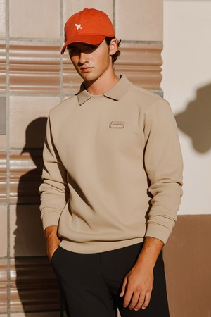 RAILWAY 카라 긴팔티셔츠 남성_BEIGE-a