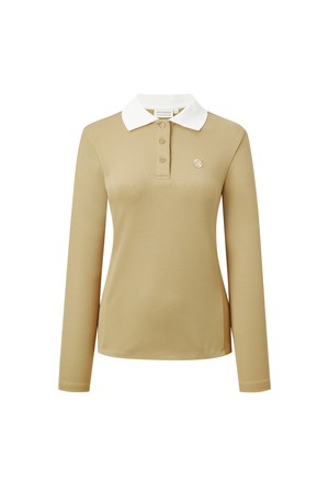 스페이스쉽 로고 와펜 피케 폴로 여성_BEIGE-a