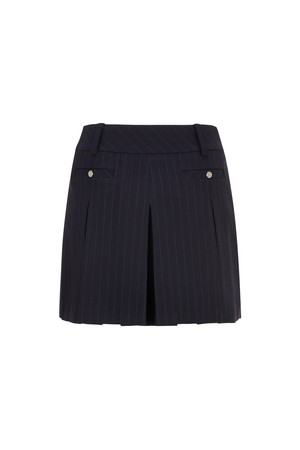 스트라이프 TR 플리츠형 반바지 여성_NAVY-a