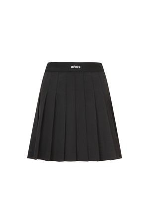 밴드 플리츠 스커트 여성_BLACK-a