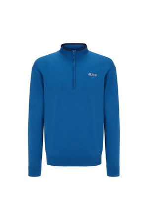 ATMS 로고 니트 하프 집업 남성_BLUE-a