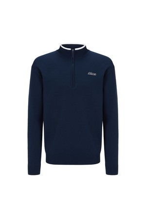 ATMS 로고 니트 하프 집업 남성_NAVY-a