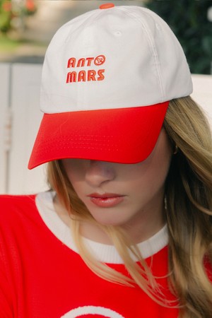 배색 포인트 볼캡 여성_RED-a
