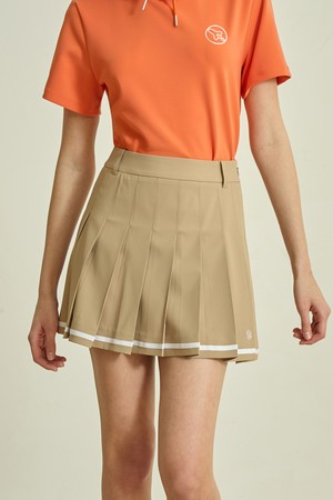 테이프 포인트 플리츠 스커트 여성_BEIGE-a