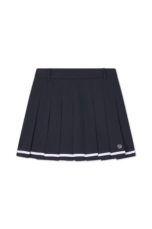 테이프 포인트 플리츠 스커트 여성_BLACK-a