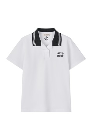 카라 배색 반팔 티셔츠 여성_WHITE-a