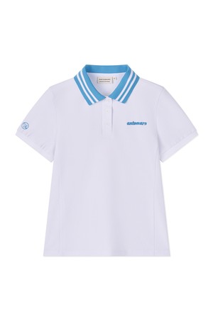 카라 배색 폴로 티셔츠 여성_WHITE-a