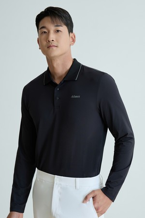 메쉬 믹스 긴팔 폴로 남성_BLACK-a