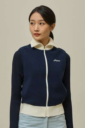 카라 니트 베스트 여성_NAVY-a