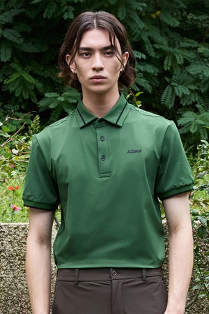 밴드 카라 티셔츠 남성 - 카키_KHAKI-a