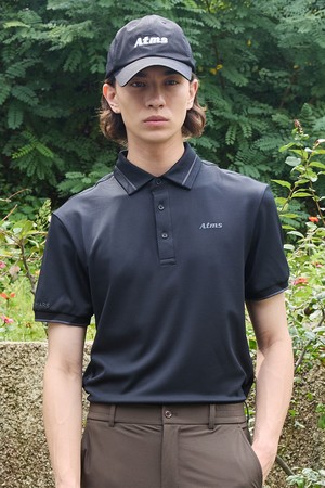 밴드 카라 피케 티셔츠 남성 - 블랙_BLACK-a